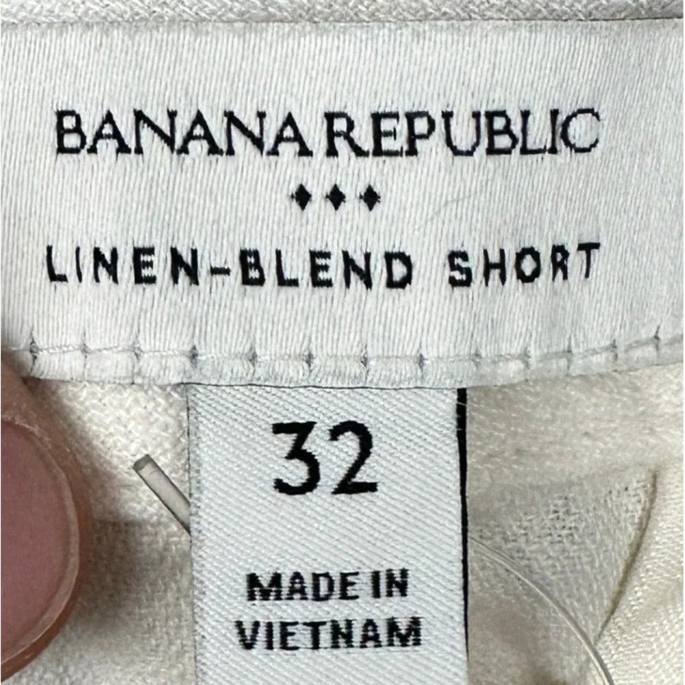 NEW Banana Republic Linen Shorts Mens 32X7 Slim Fit Cream Off White Casual Chino